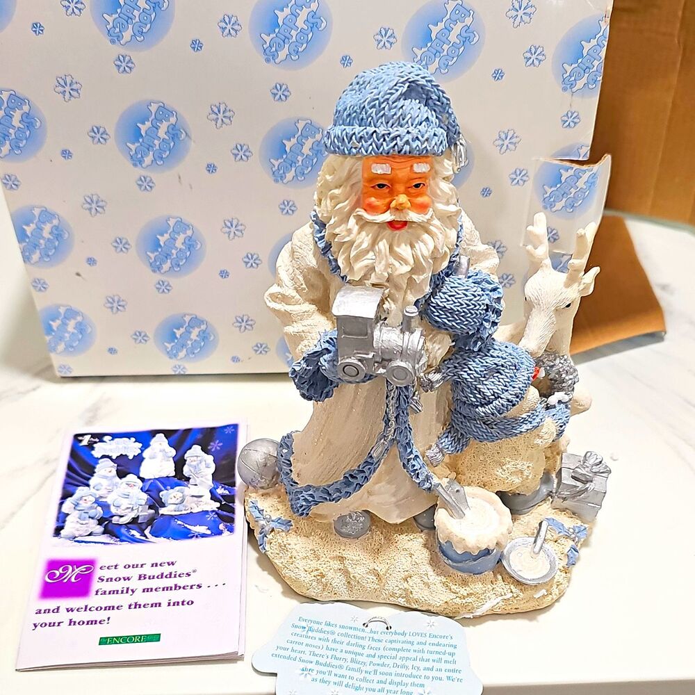 Snow Buddies Santa w/ Buddy Reindeer Resin Figurine 8in Boxed 1999 Snow